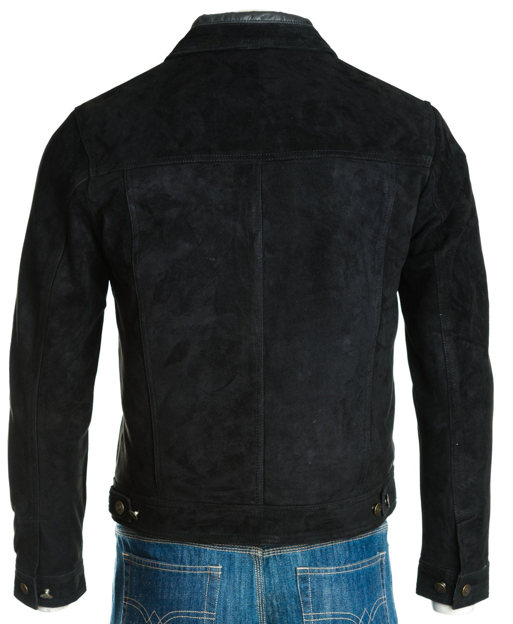 Men's Black Denim Shirt Style Suede Jacket: Antonio
