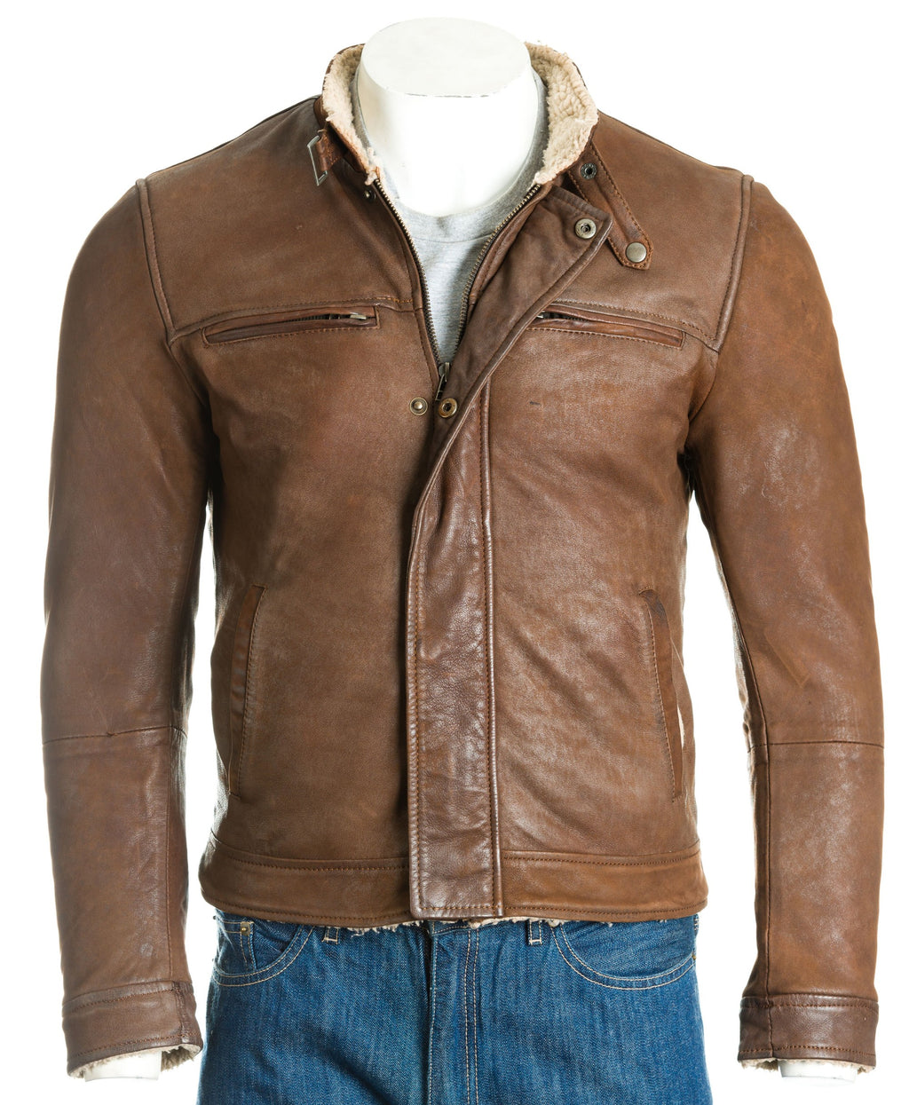 Men's Nubuck Jacket With Faux Sheepskin Lining: Cosimo