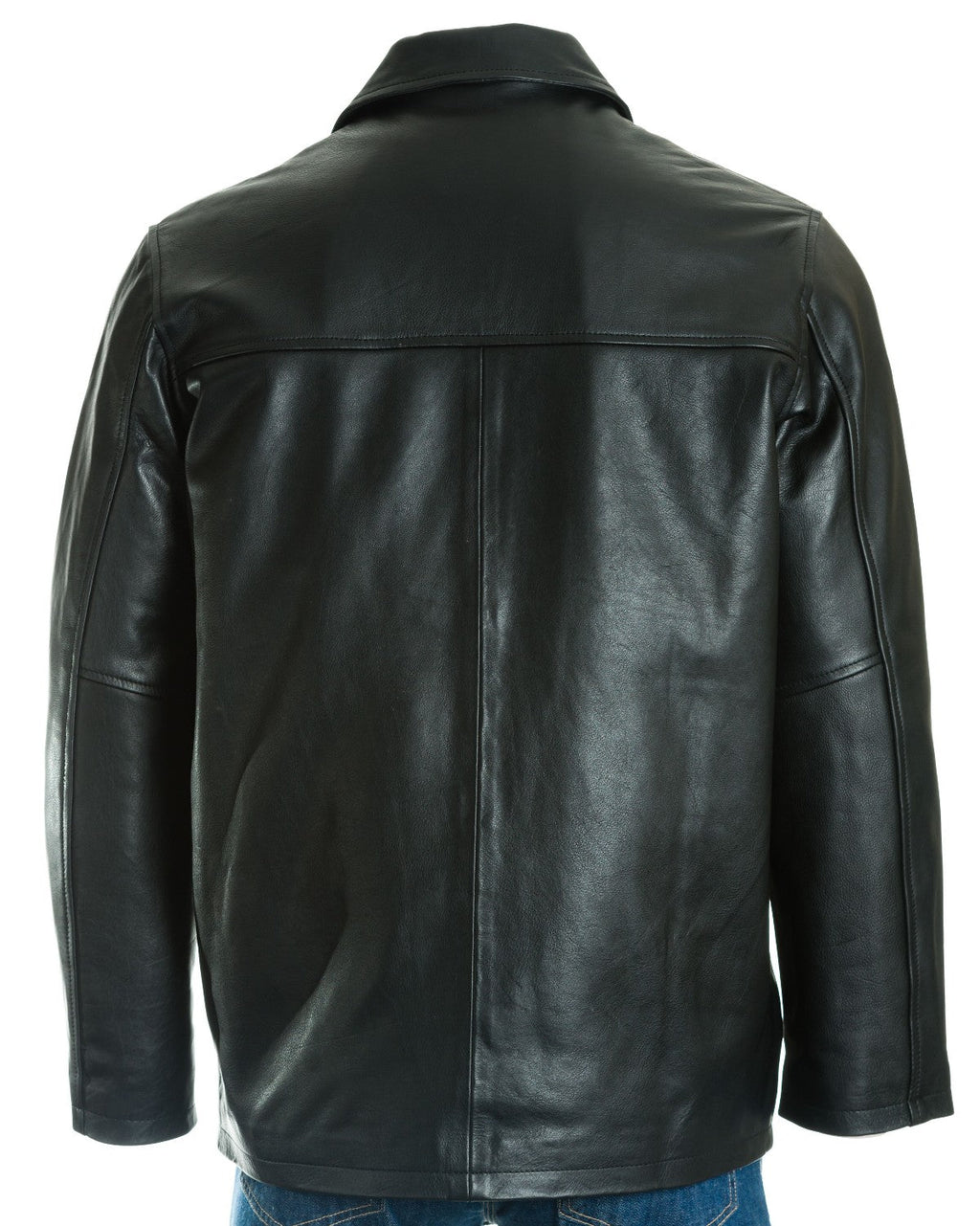 Men's Black Plus Size Classic Box Style Leather Jacket: Franco