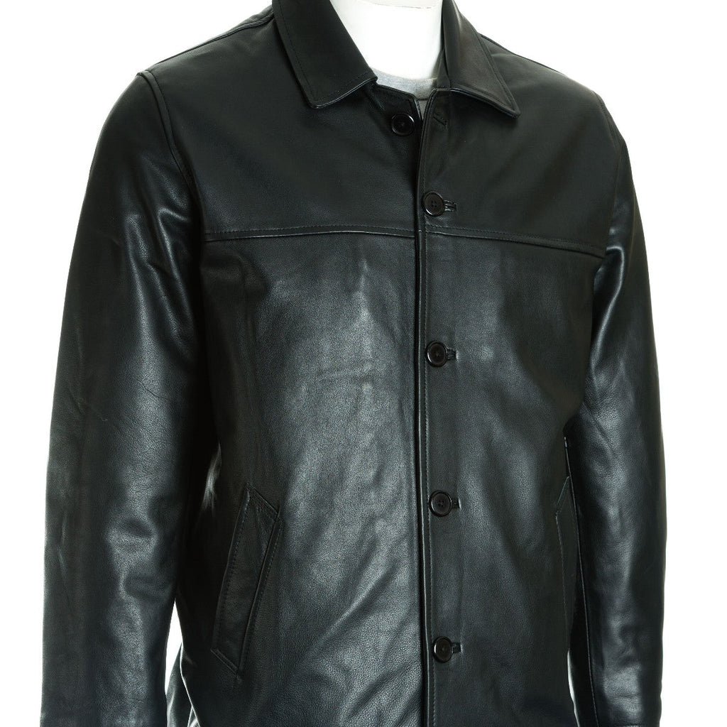 Men's Black Classic Box Style Leather Jacket: Franco – Leather Jacket ...