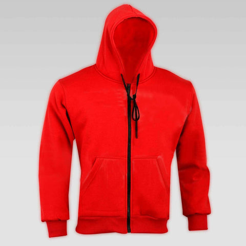 Men's Red Kevlar Lined CE Approved Armour Biker Hoodie