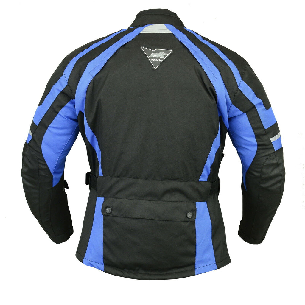 Men's Plus Size Black And Blue Waterproof Motorbike Jacket With CE Armour