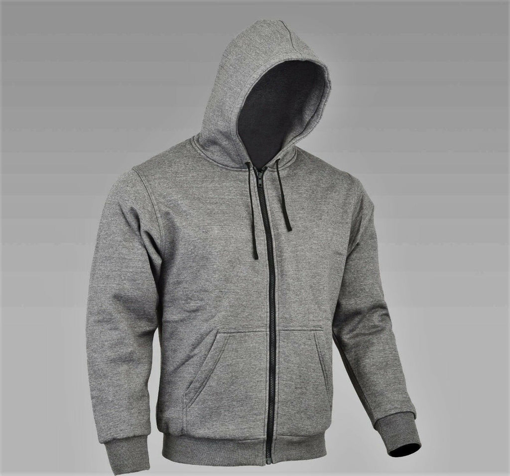 Men's Grey Kevlar Lined CE Approved Armour Biker Hoodie