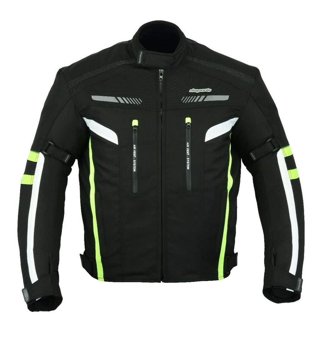 Men's Hi-Vis Stripe Waterproof Cordura Motorbike Jacket With CE Armour