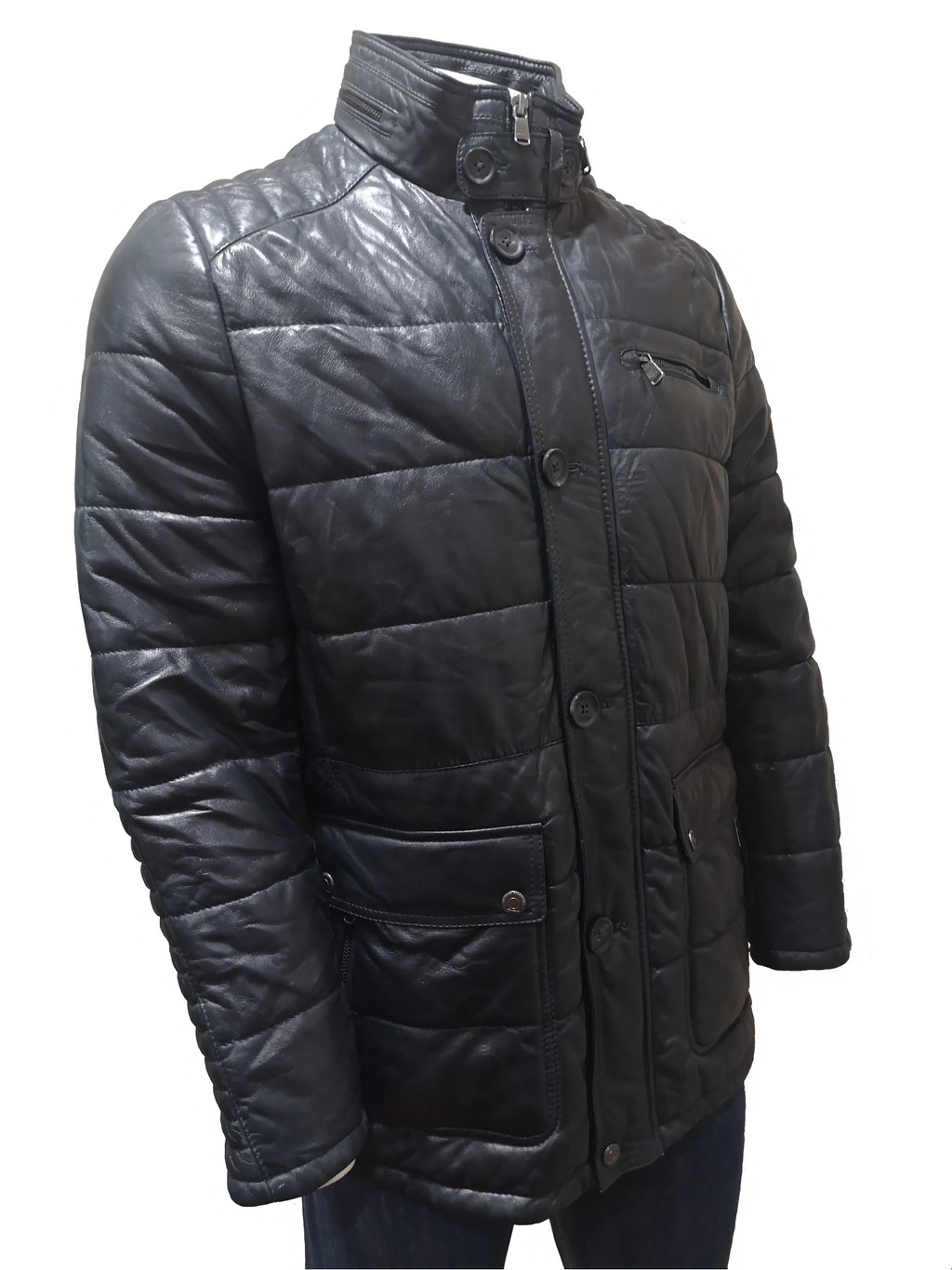 Men's Leather Puffer Jacket: Nicolo