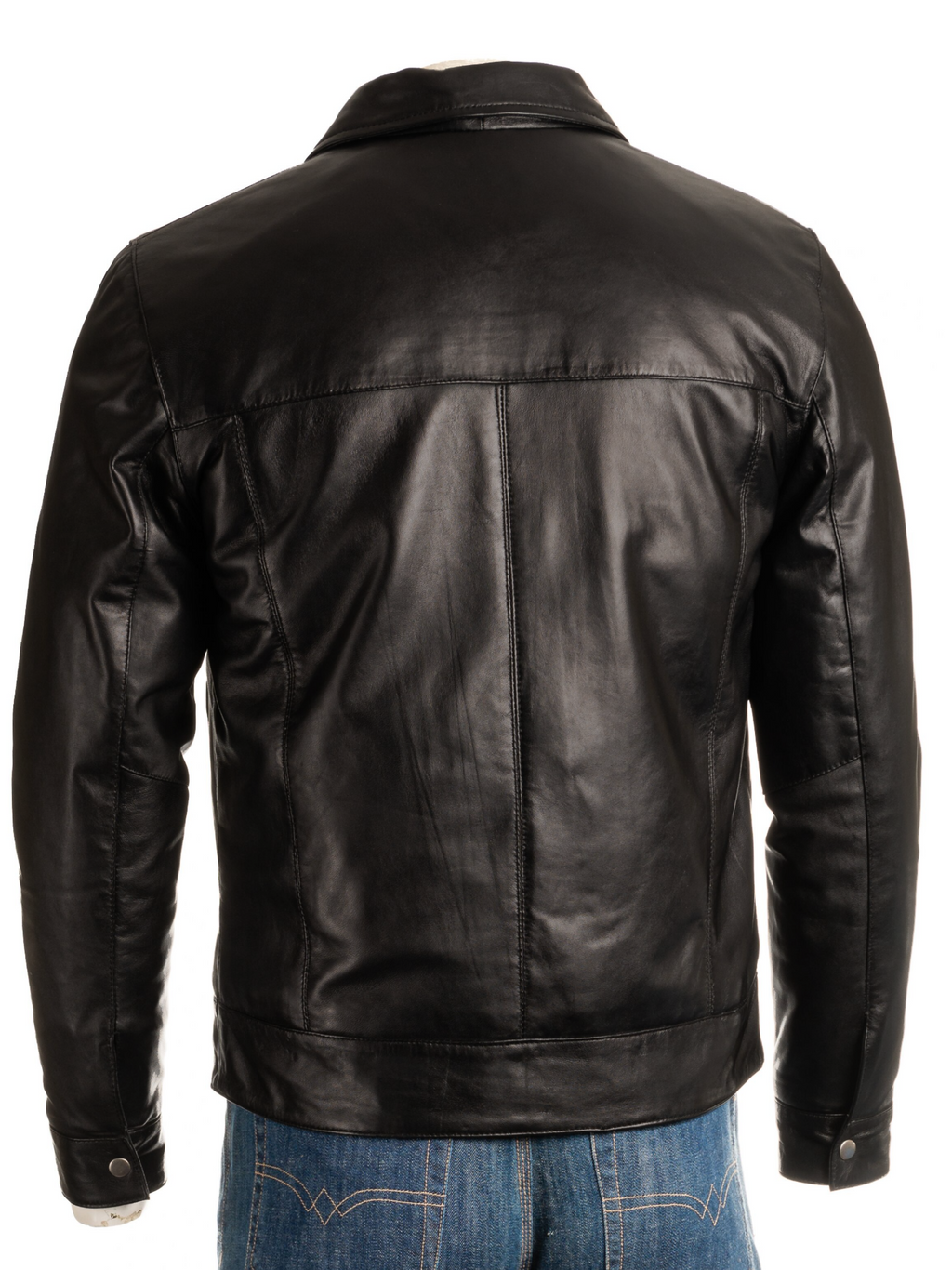 Men's Black Harrington Style Bomber Leather Jacket: Matias