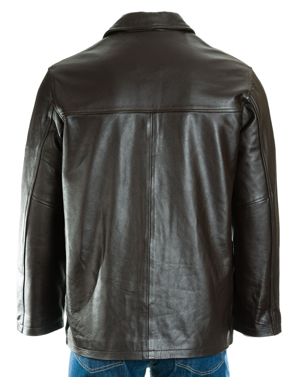Men's Brown Classic Box Style Leather Jacket: Franco