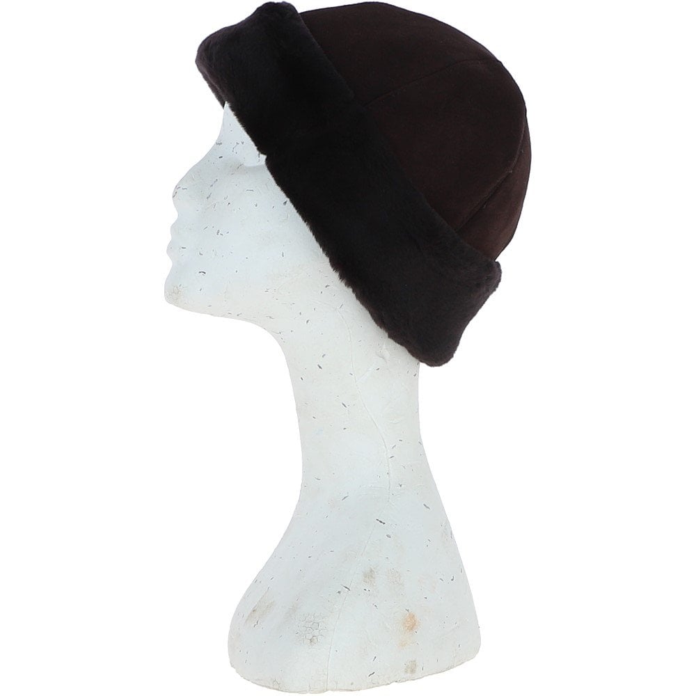 Ladies Dark Brown Sheepskin Hat