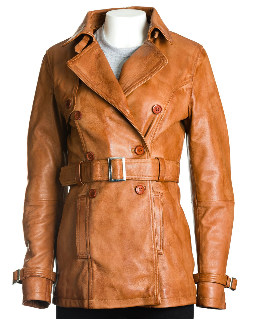 Women's Leather Trench Coat: Lauretta