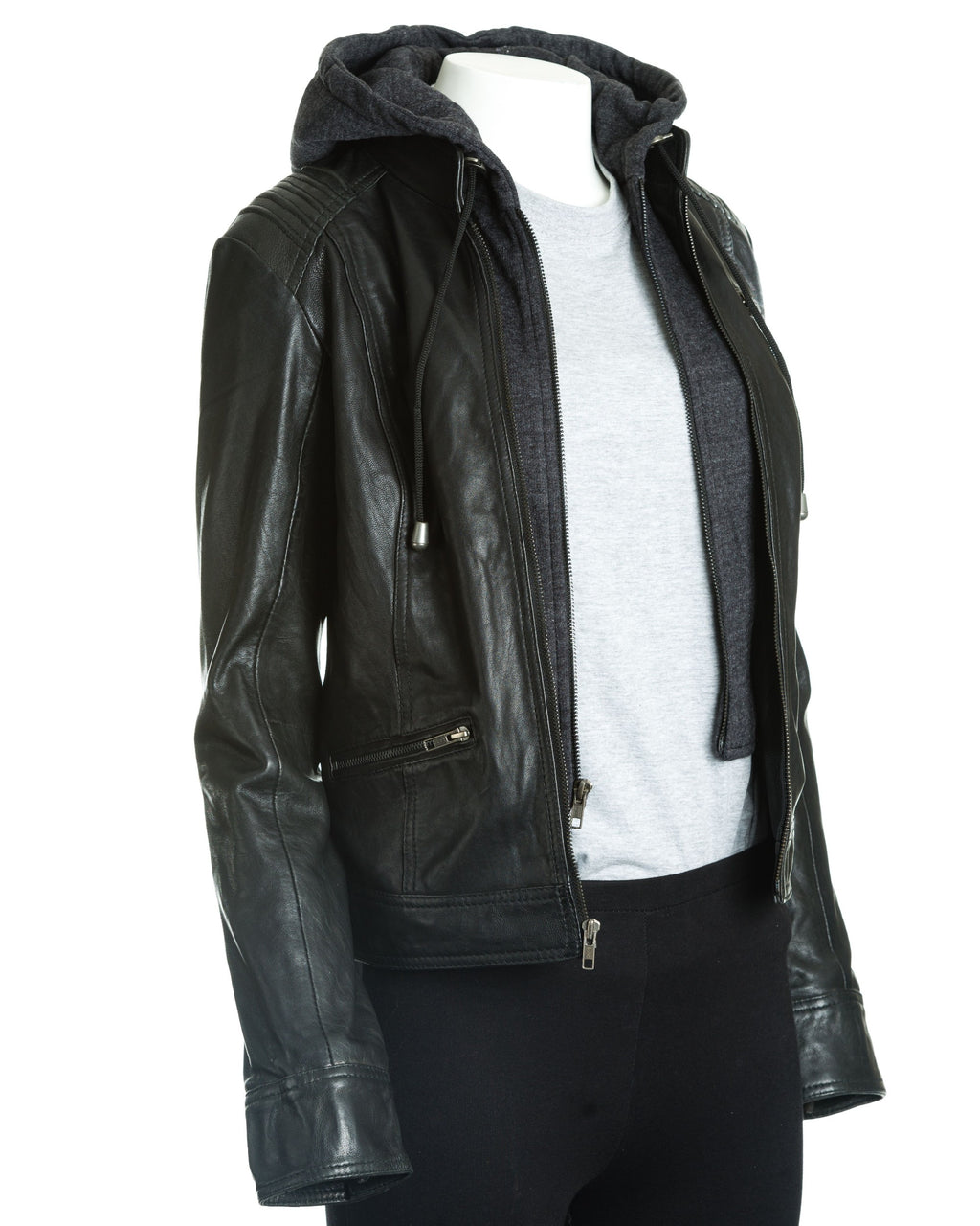 Women's Leather Hooded Jacket: Eloisa