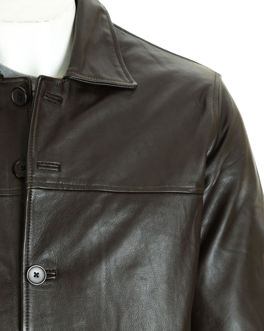 Men's Brown Plus Size Classic Box Style Leather Jacket: Franco